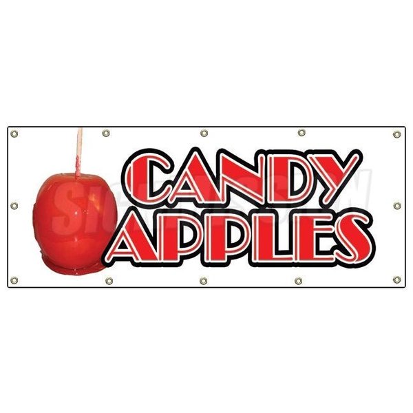 Signmission CANDY APPLES BANNER SIGN caramel apple cart sign signs snack orchard B-120 Candy Apples